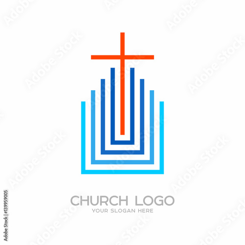 Church logo. Christian symbols. Cross of the Lord and Savior Jesus Christ.