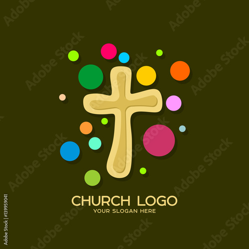 Church logo. Christian symbols. Cross of the Lord and Savior Jesus Christ.