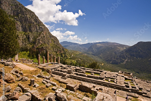 Sanctuary of Apollo at Delphi, Greece. An ancient, sacred temple. Sits on the side of Parnassos mountain. photo