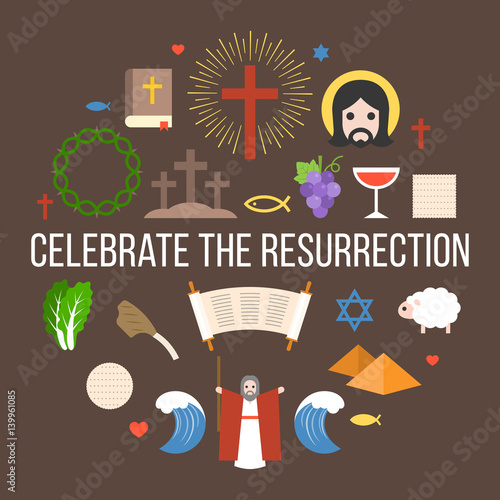 Celebrate the resurrection of jesus, info graphic for easter and passover