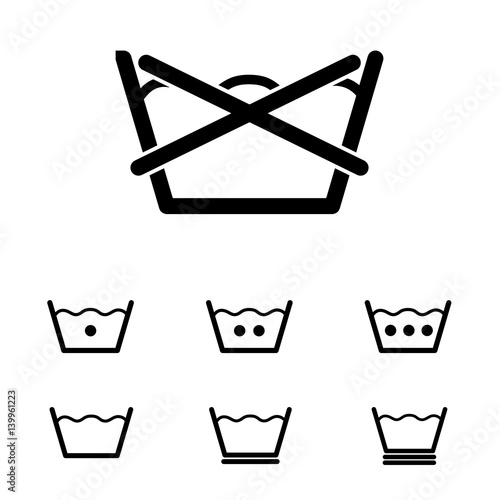 Laundry, washing vector icon set.