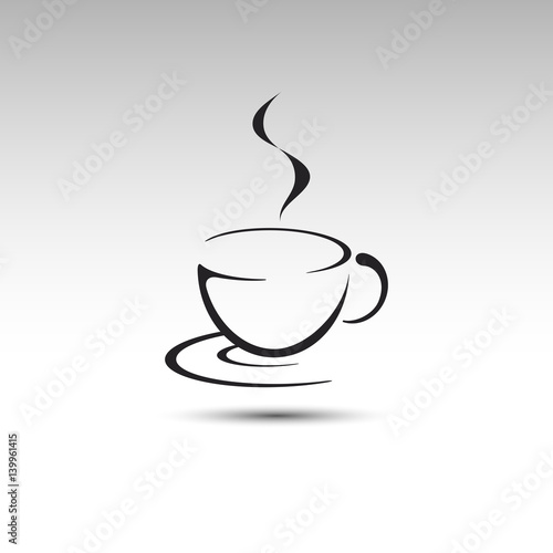 Coffee cup vector logo. Cup icon line illustration.