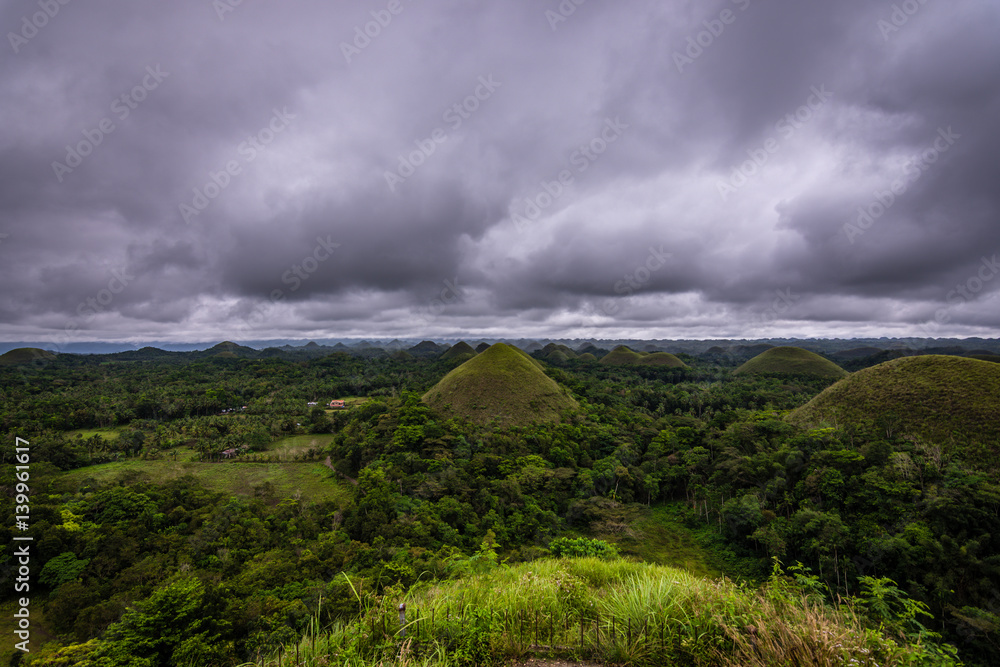 Impressive and Famous Chocolate Mountains of Bohol Island, Philippines.