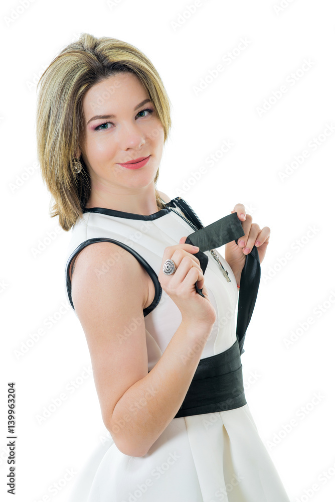 smiling girl in white dress. young woman in a short white dress posing at home. Portrait of girl on white background
smiling girl in white dress. young woman in a short white dress posing at home. Portrait of girl on white background