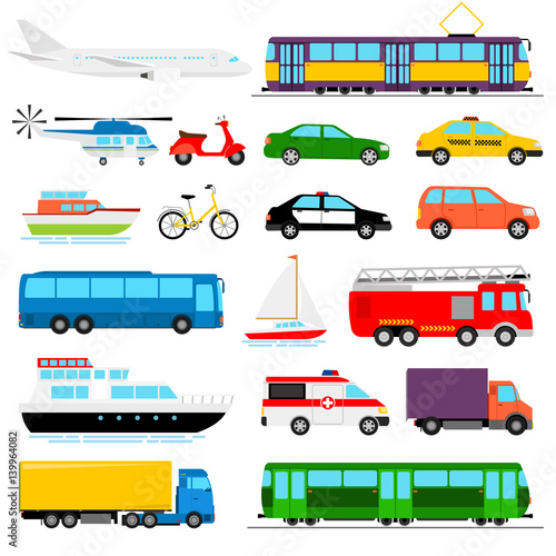Fotografija Urban transport colored vector illustration. City transportation