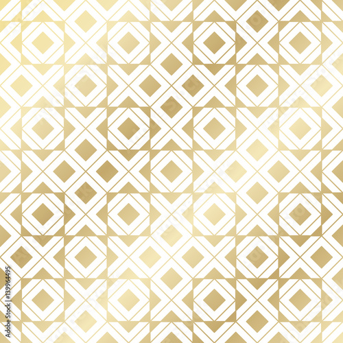 Geometric seamless pattern background. Simple graphic print. Vector repeating line texture. Modern swatch. Minimalistic shapes. Stylish monochrome trellis. Golden grid. Trendy hipster sacred geometry