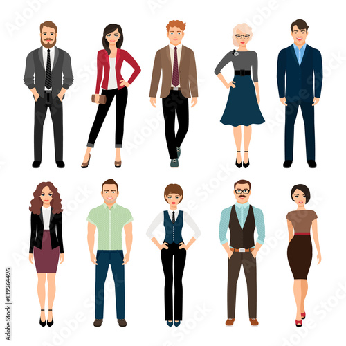 Casual office people icons set