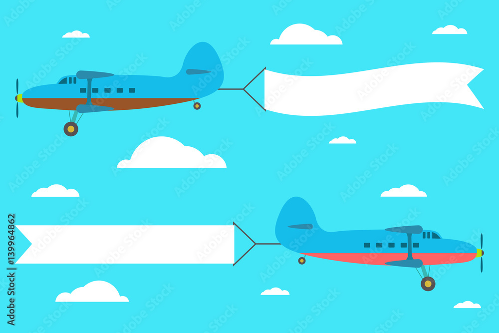 Flying planes with the banner on the background of clouds. Flying planes with the banner on the background of clouds.