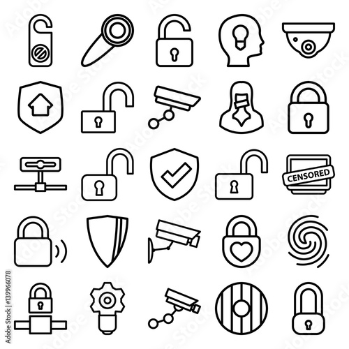 Set of 25 privacy outline icons