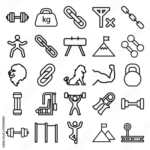 Set of 25 strength outline icons
