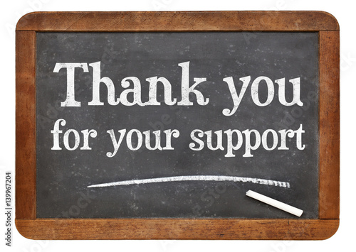 Thank you for your support blackboard sign