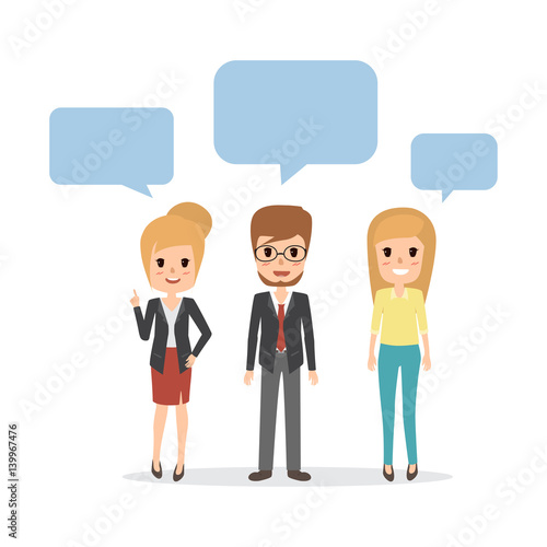 Group of creative people isolated on white. Flat design vector of the group of business people.