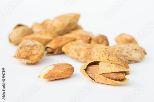 Almond nuts to stay healthy for the body. almond on white background
