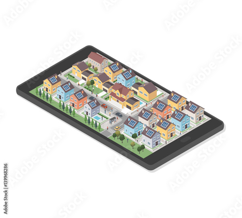 Residential area on a smartphone
