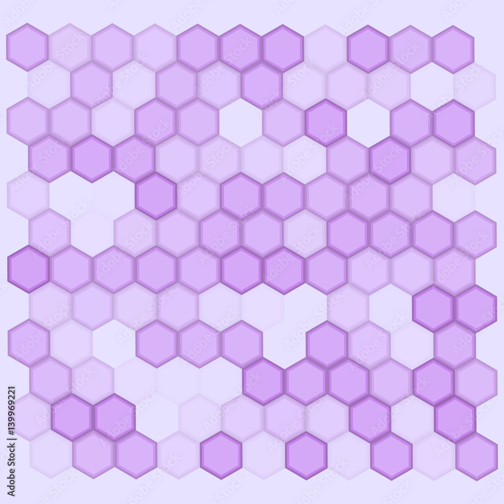 Geometric pattern with hexagons is pictured with lilac tones in the honeycomb Geometric pattern with hexagons is pictured with lilac tones in the honeycomb