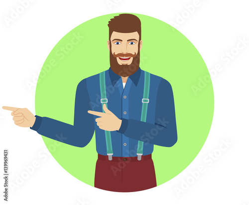 Two index fingers pointing. Hipster showing somewhere