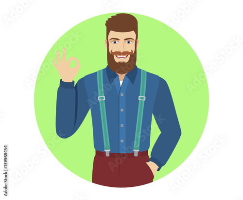 OK! Hipster show a okay hand sign