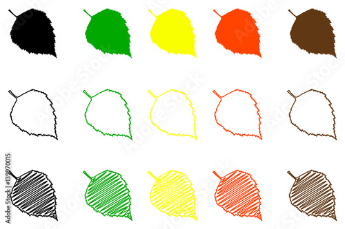 Birch leaf - color set, birch leaf,