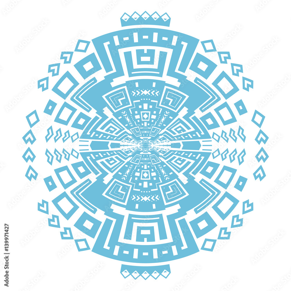 Circular decorative geometric ethnic pattern ornament vector illustration