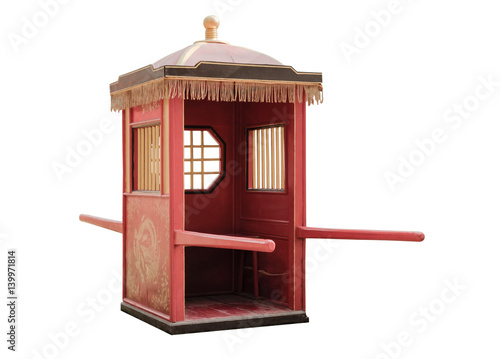 Vászonkép Sedan chair / Traditional Chinese sedan chair on white background with clipping path