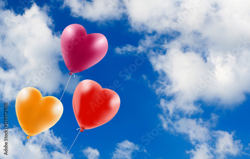 Image of beautiful colorful balloons on sky background.
