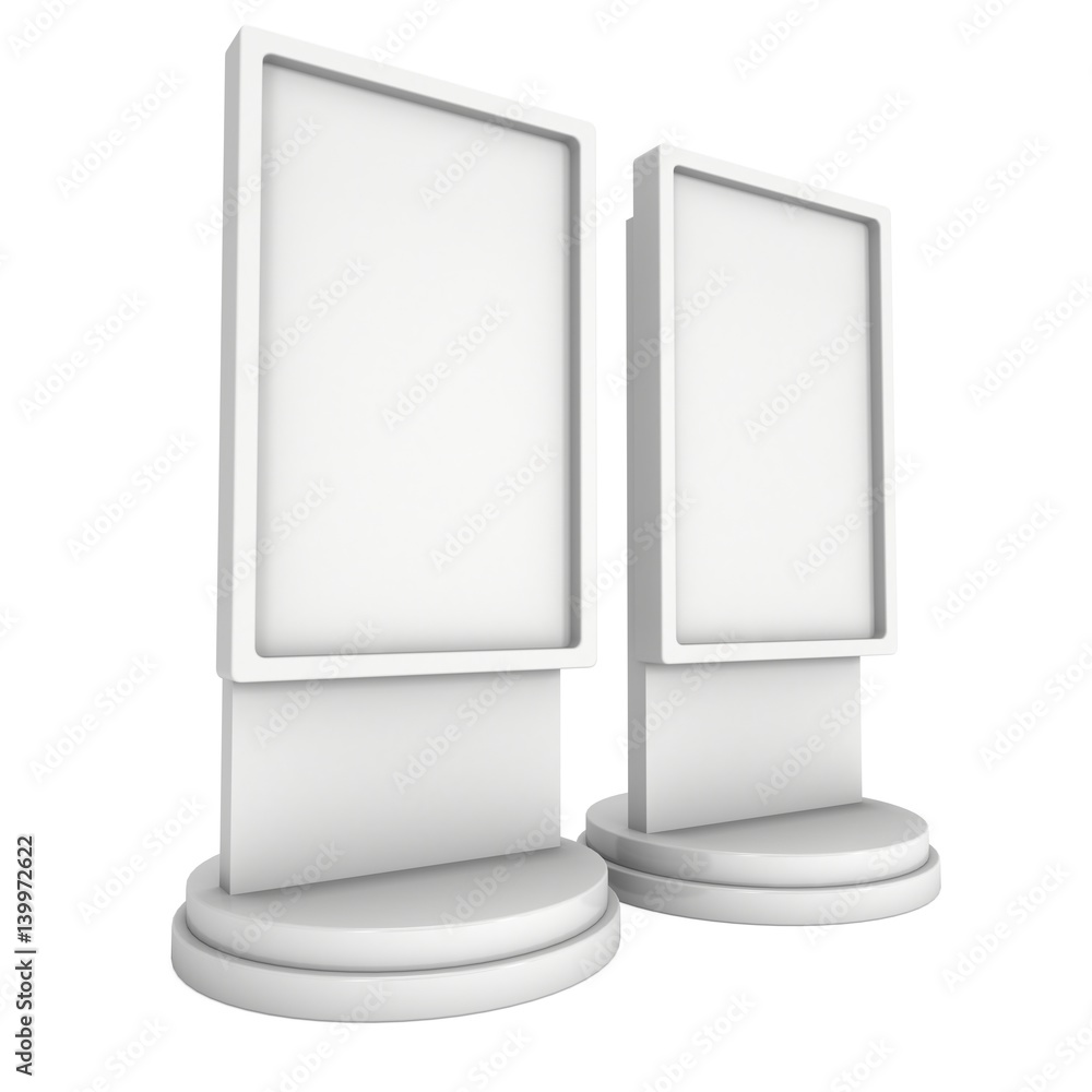 LCD Screen Stand. Blank Trade Show Booth. 3d render of lcd screen isolated on white background. High Resolution. Ad template for your expo design. LCD Screen Stand. Blank Trade Show Booth. 3d render of lcd screen isolated on white background. High Resolution. Ad template for your expo design.