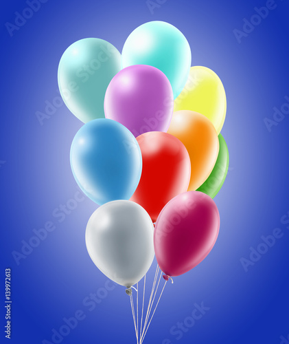 Image of beautiful colorful balloons on sky background.
