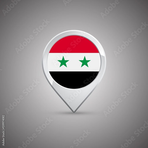 round location pin with flag of syria