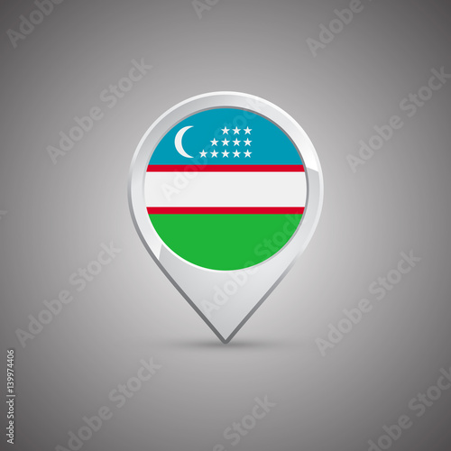 Free Download round location pin with flag of uzbekistan - GFXLoad