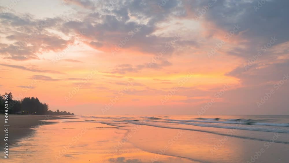 Stunning sunrise over the sea at the beach in Rayong province, Thailand. Stunning sunrise over the sea at the beach in Rayong province, Thailand.