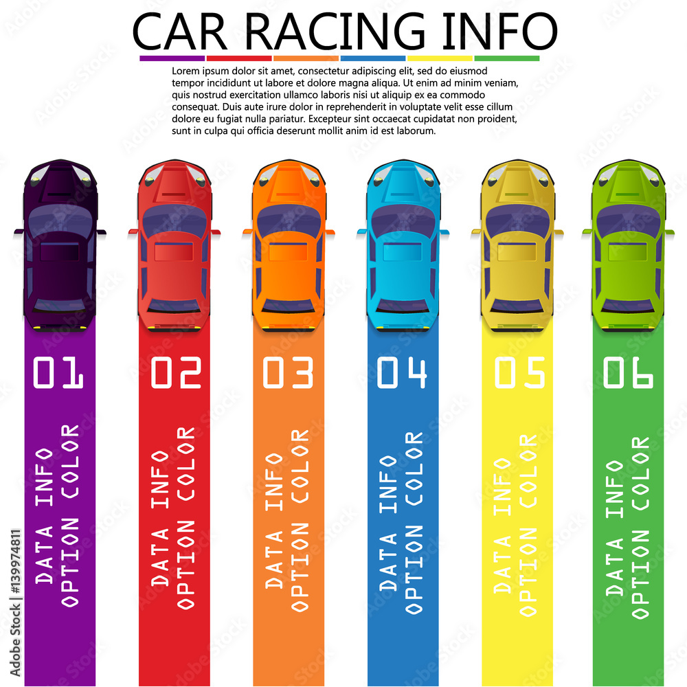 Six car on the vertical color bar straight Six car on the vertical color bar straight