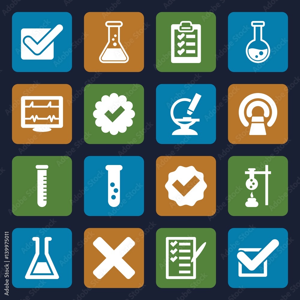 Set of 16 test filled icons Set of 16 test filled icons
