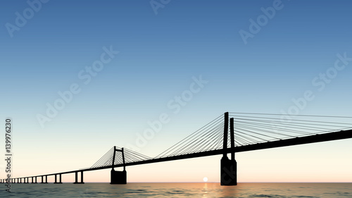 Bridge dusk sunset illustration vector