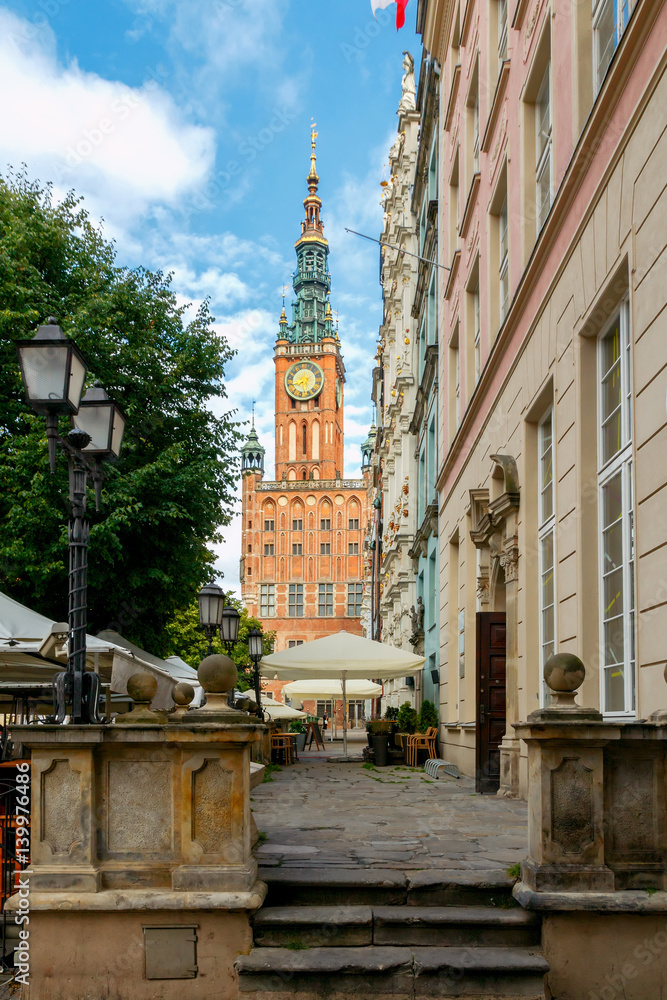Naklejka premium Gdansk. View of the town hall.