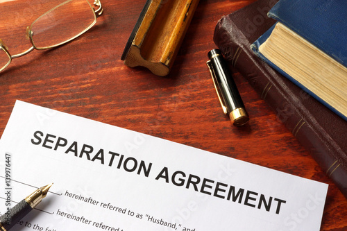 Separation agreement form on an office table.