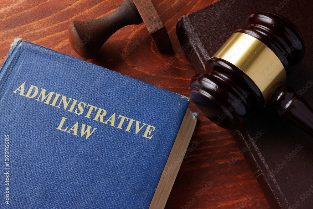 Book with title administrative law on a table. Book with title administrative law on a table.