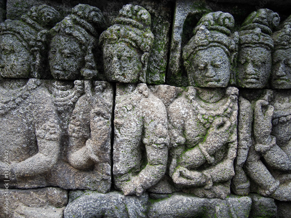 Detail of Carving at Borobudur Temple in Indonesia Detail of Carving at Borobudur Temple in Indonesia