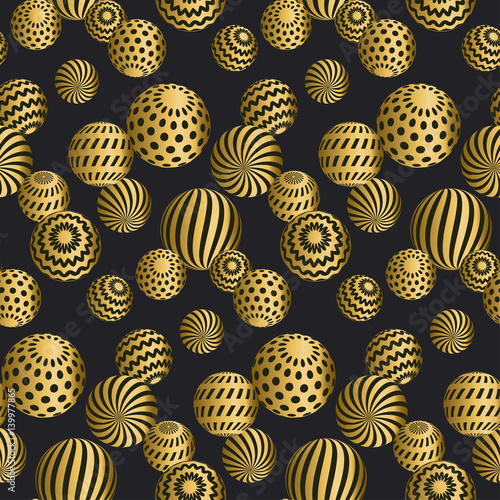 Abstract beads seamless pattern in gold xmas color.  Concept yellow metal tex...