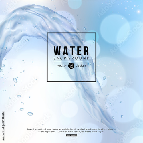 Water wave background with drops vector illustration