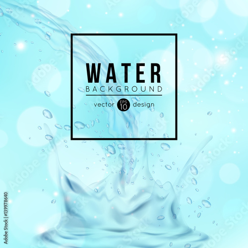 Blue water splash background, vector illustration