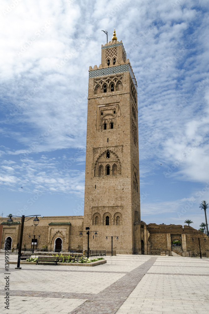Djemaa EL Fna square and Koutoubia mosque in Marrakech Morocco