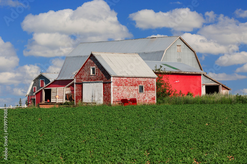 Photos Red barns on the farm in rural America.