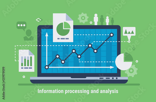 Information processing and analysis. Flat design modern vector illustration.