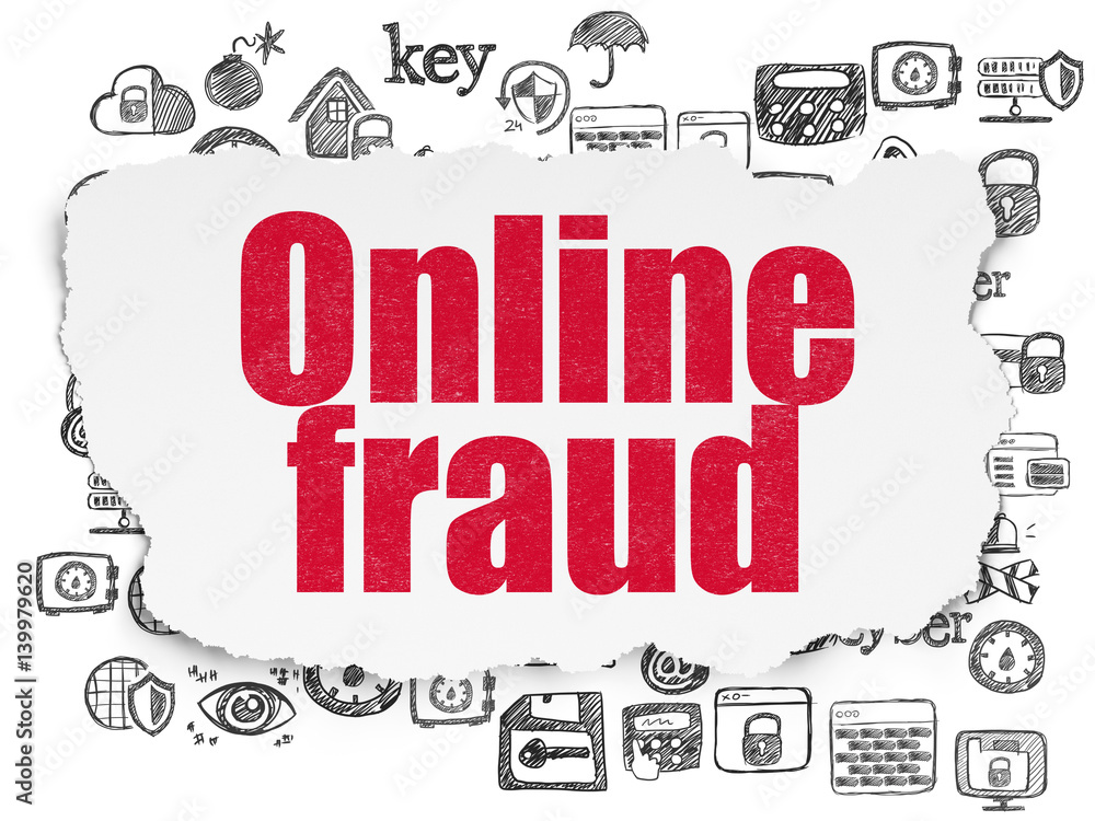 Fototapeta premium Security concept: Online Fraud on Torn Paper background