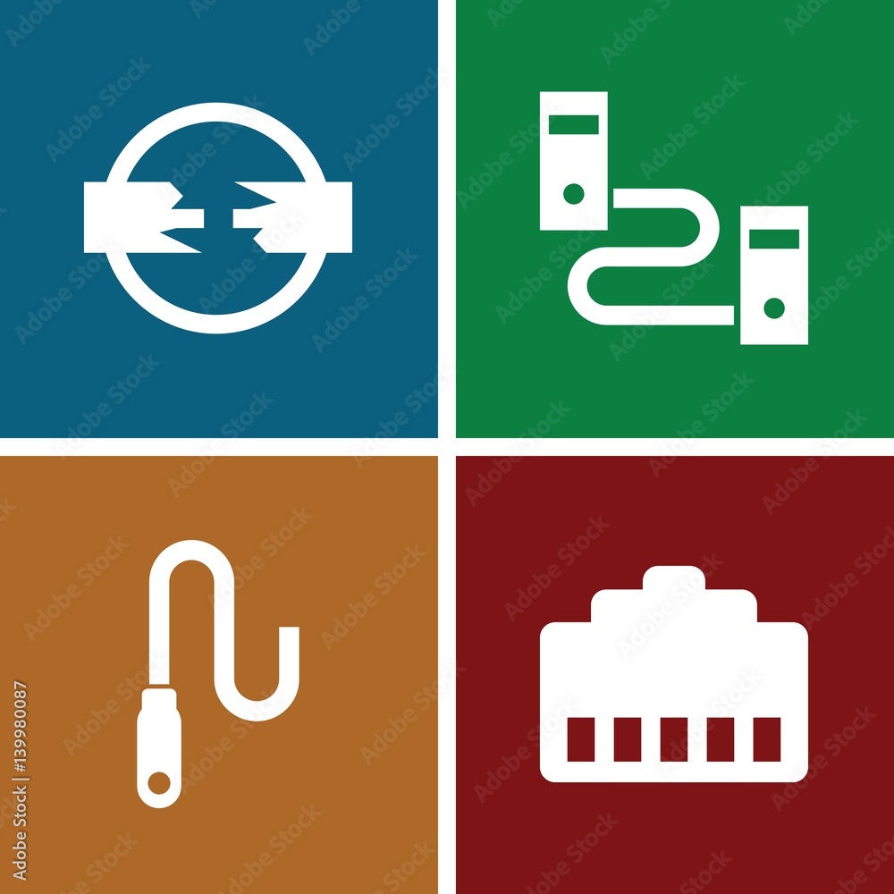 Set of 4 connector filled icons Set of 4 connector filled icons
