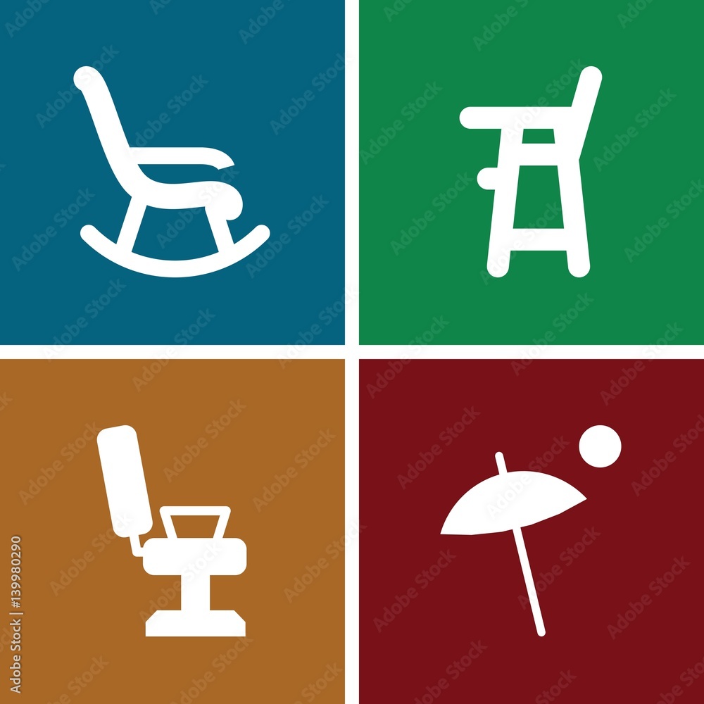 Set of 4 chair filled icons Set of 4 chair filled icons
