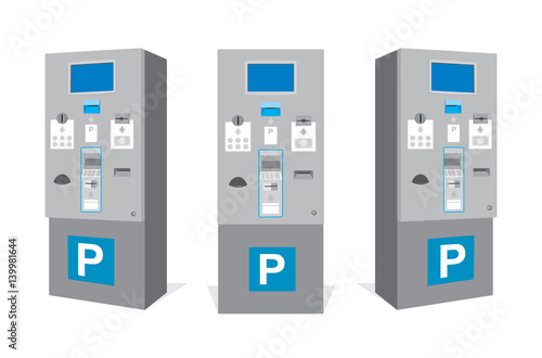 Parking ticket machine at garage from different sides