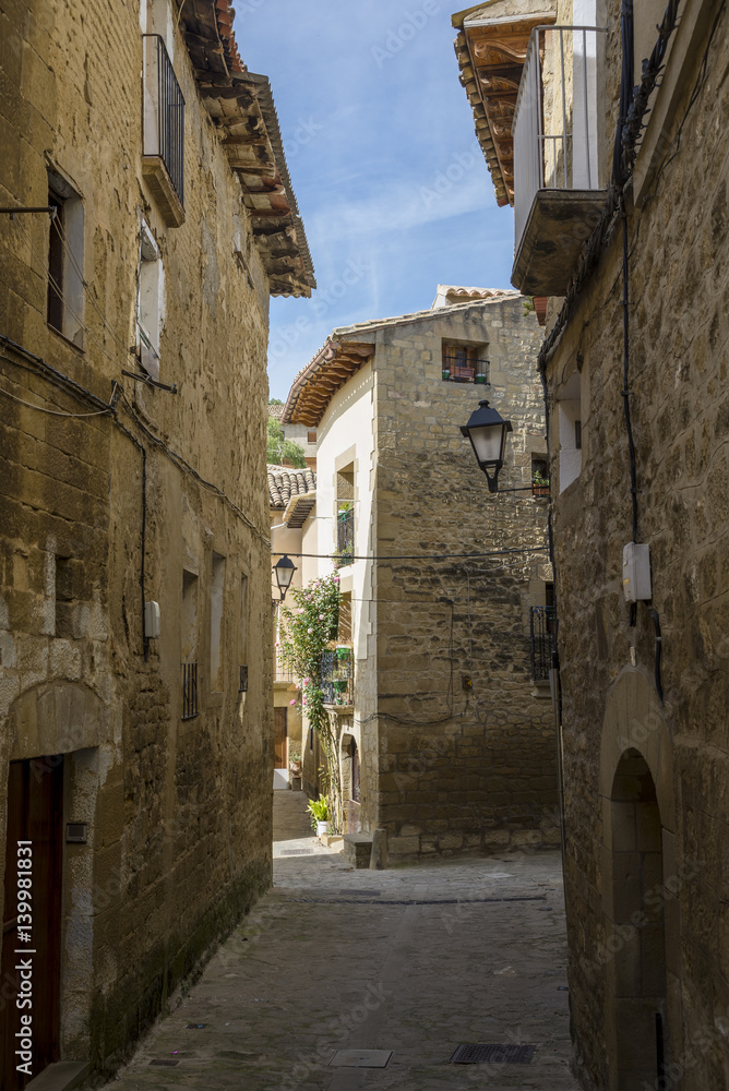 Traditional architecture in Uncastillo. It is a historic town and municipality in the province of Zaragoza, Aragon, eastern Spain. In 1966 it was declared a Historic-Artistic site