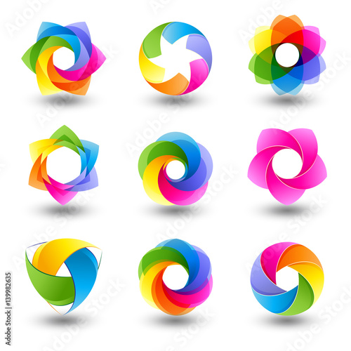 Set of abstract round vector design element, Sphere Icons, Isolated On White Background 