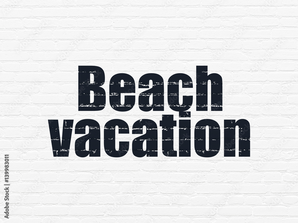 Tourism concept: Beach Vacation on wall background Tourism concept: Beach Vacation on wall background